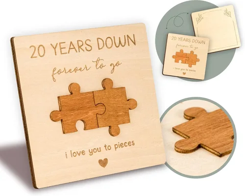 Miniatura 8 de WOODAMORE Tarjeta de regalo de aniversario de 10 años para él y esposo, regalos de madera para el décimo aniversario de boda, tarjetas de feliz 10