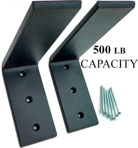 Miniatura 3 de Dmax Soportes en L resistentes de acero negro de 6 x 8 pulgadas, soportes de soporte ocultos de encimera 3/8 pulgadas de grosor, soporta 150