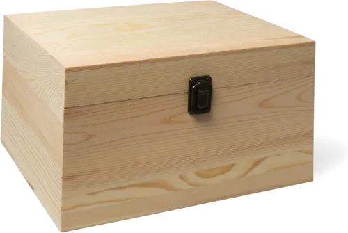 Miniatura 10 de Caja de madera sin terminar de 10 x 7 x 7 pulgadas con tapa con bisagras y cierre frontal para bricolaje, proyectos de arte, manualidades, recuerdos