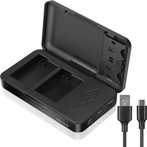 JYJZPB EN-EL15C EN-EL15 Estación de almacenamiento de cargador de batería con ranuras para tarjetas SD | USB-C Dual Charger Case with USB Output and