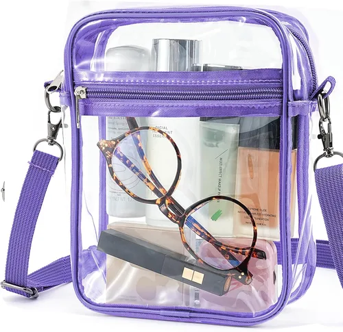 Miniatura 8 de yuanming Bolsa transparente aprobada para estadios, bolsa cruzada transparente, bolsas transparentes para estadios para mujeres TPU Negro