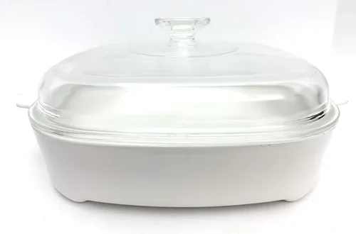Vintage Corning Microondas Plus Sartén de Browning grande cacerola para hornear con tapa MW-A-10B - 10x10x2