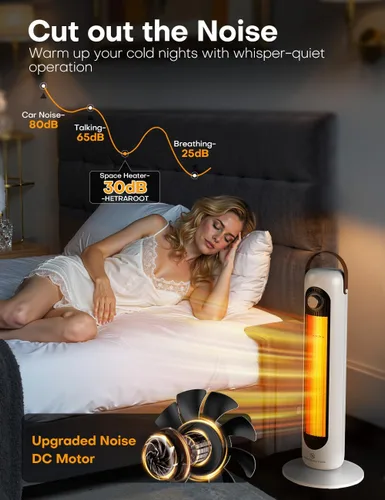 Miniatura 6 de Calentador de espacio de 24 pulgadas con 4 modos de calor, oscilación de 70°, protección contra sobrecalentamiento y vuelco, calentadores eléctricos