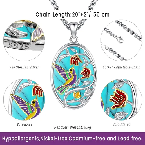 Miniatura 71 de Joyas de turquesa para mujeres y hombres de plata de ley 925 con colgante de urna para cenizas, collar con medallón de imagen, martillo de Thor