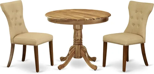 Miniatura 14 de East West Furniture ANGA3-ABK-24 - Juego de comedor de 3 piezas para espacios pequeños que contiene una mesa de cocina redonda con pedestal y 2
