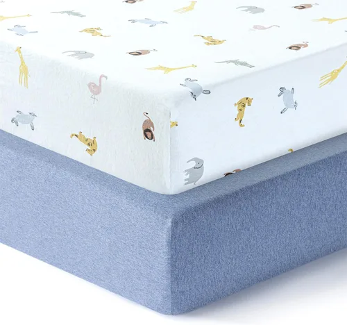 Dreamology Sábanas de cuna estándar 100% algodón para niños y niñas, sábanas bajeras de algodón para cuna, para niñas, niños y camas de niños