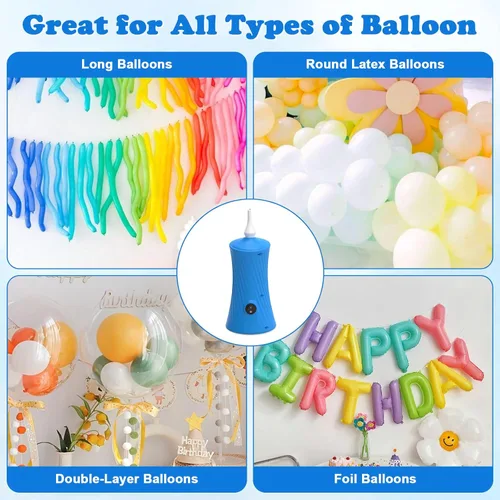 Miniatura 3 de AXHJ Bomba de aire eléctrica para globos largos y pelota deportiva, bomba de globo de aire eléctrica 2 en 1, inflador de globos para globos