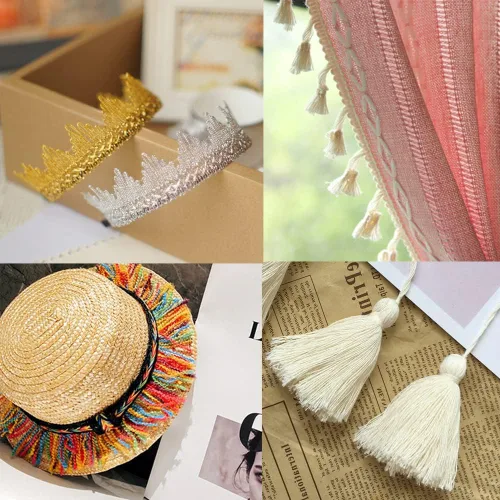 Miniatura 4 de Cinta de encaje dorado trenzada de poliéster de 14 yardas, 35 mm de ancho, para costura, manualidades, ropa, cortinas, accesorios, pantalla