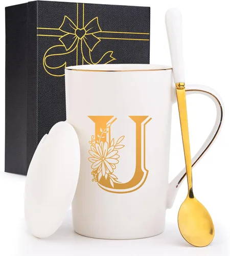 Miniatura 25 de Tazas personalizadas con iniciales en letra A con flores, taza de café personalizada con letra A, tazas personalizadas con letras geniales