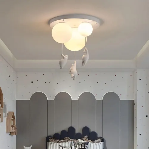Miniatura 2 de Lámpara de techo empotrada para habitación de los niños, lámpara colgante de oso polar para vestíbulo, lámpara de bola de vidrio para dormitorio