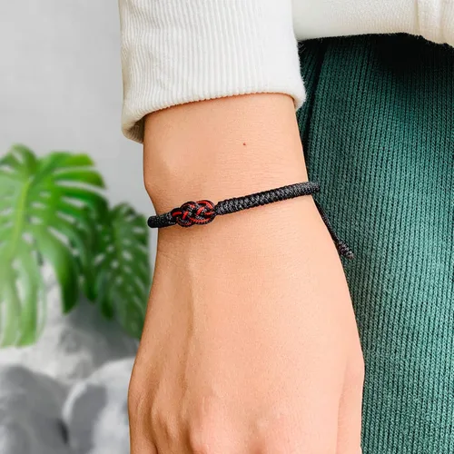 Miniatura 27 de Pulseras tibetanas hechas a mano con cuerda roja para él y ella, pulsera de la amistad, pulsera de la amistad, hilo negro y rojo para protección