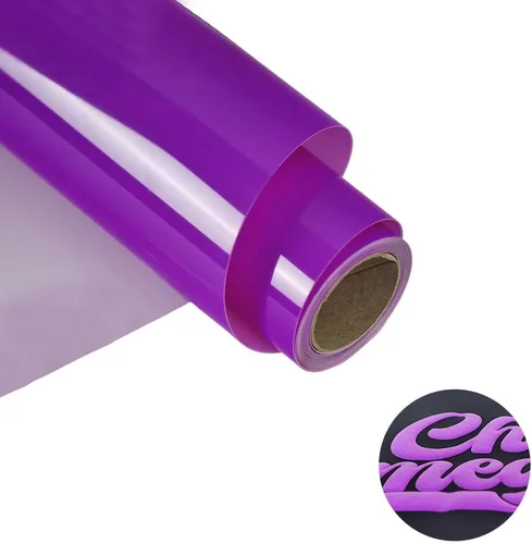 Vinilo de transferencia de calor, 12 pulgadas x 5 pies, vinilo 3D morado para planchar en camiseta, compatible con todas las máquinas cortadoras,