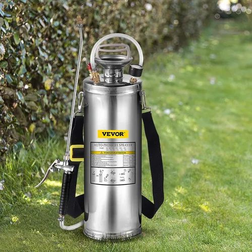 Miniatura 11 de Happybuy Pulverizador de bomba de acero inoxidable de 1 galón, varita de 12 pulgadas y manguera reforzada de 3 pies, medidor de presión, válvula