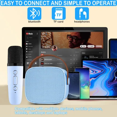 Miniatura 4 de Karaoke Machine for Kids, Mini Karaoke Machine for Kids Adults, Portable Bluetooth Speaker with 1 Wireless Microphones, Christmas Birthday Toys
