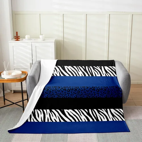 Miniatura 15 de Leopard Print Throw Blanket,40x50,African Wild Animal Skin Print Fleece Blanket for Teens Adults,Zebra Geometric Stripes Wildlife Tribal