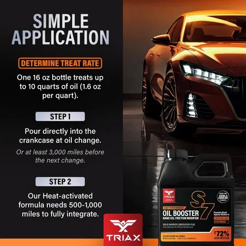 Miniatura 8 de Triax Max Oil Booster S7, limpiador de lodos de motor, refuerzo TBN, modificador de fricción, estabilizador de viscosidad, inhibidor de oxidación