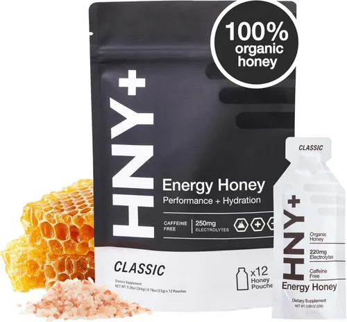 HNY+ Gel energético de miel orgánica con electrolitos, magnesio, sal marina y potasio, sin gluten y vegano, geles de entrenamiento, para gimnasio,
