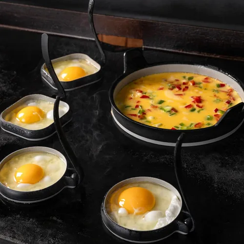 Miniatura 2 de Blackstone Kit de anillos de huevo y tortilla (juego de 7 piezas) – Molde de silicona antiadherente para huevos y tortillas para panqueques