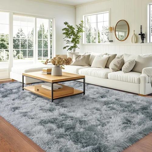 Miniatura 80 de Alfombras de área de 8x10 para sala de estar, alfombra shaggy grande ultra suave y esponjosa para dormitorio, alfombras de felpa mullida Blanco crema