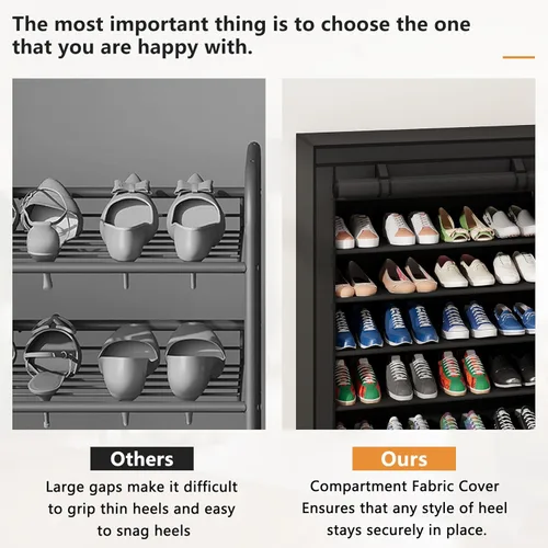 Miniatura 4 de Laiensia Organizador vertical para zapatos de 5 niveles, organizador de almacenamiento de zapatos que ahorra espacio, cubierta no tejida, estante