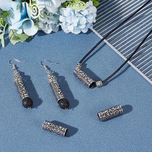 Miniatura 3 de UNICRAFTALE Acerca de 6 cuentas de tubo de columna de acero inoxidable 304, cuentas espaciadoras de agujeros grandes, cuentas sueltas de metal