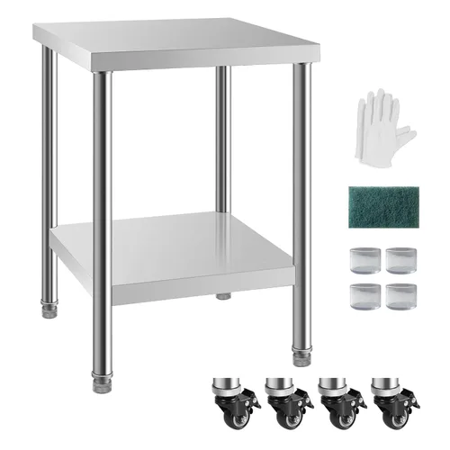 Miniatura 14 de NSF - Mesa de acero inoxidable para preparación y trabajo con ruedas de 24 x 12 pulgadas, mesa de cocina comercial de metal con estante inferior