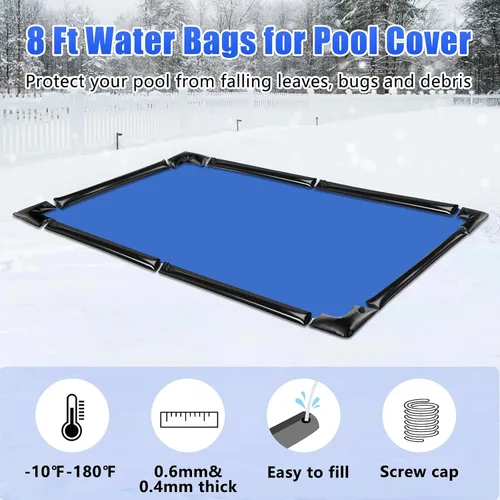 Miniatura 2 de 10 paquetes de bolsas de agua para piscina de 0.6 mm de espesor con pesas para cubierta de piscina en las esquinas, tubos de agua para piscina