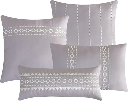 Miniatura 3 de ESCA Juego de edredón floral morado Queen - 7 piezas de ropa de cama botánica ciruela malva