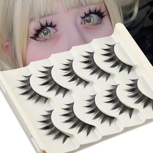 5 pares de pestañas de manga para cosplay, pestañas 3D Little Devil Spiky Lash Cute Doll Anime pestañas estilo japonés pestañas de maquillaje