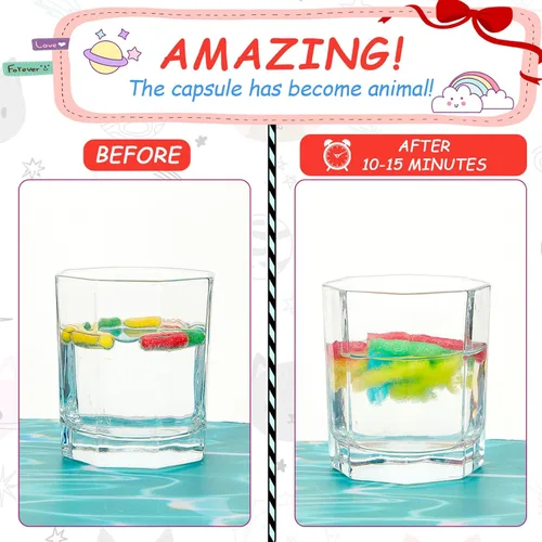 Miniatura 4 de Gejoy 8 cápsulas de agua de animales de agua, dinosaurio, unicornio, criatura marina, fiesta, cognición, esponja, píldoras, espuma expansible