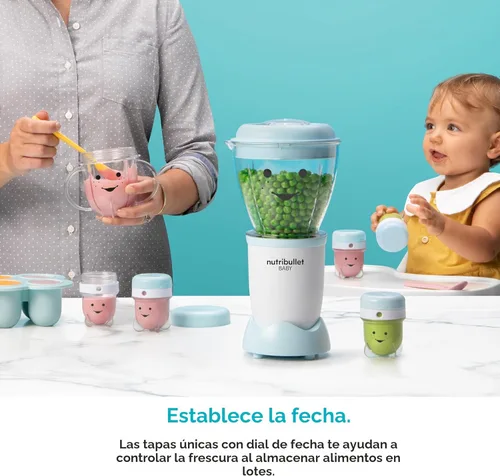 Miniatura 4 de NutriBullet NBY-50100 Sistema completo de fabricación de alimentos para bebés, 32 onzas, blanco, azul, transparente