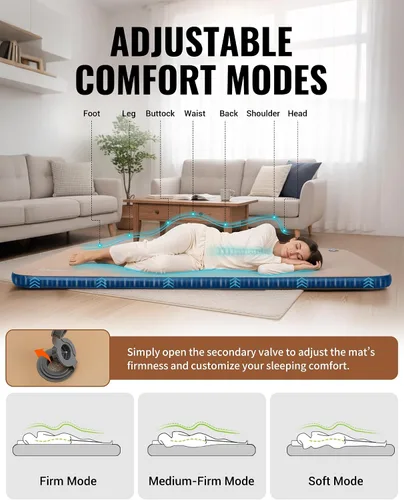 Miniatura 4 de KingCamp FLEXIREST 5.0 - Colchoneta de dormir doble para camping, compacta, tamaño completo, con bolsa de inflador, colchón de campamento sin PVC