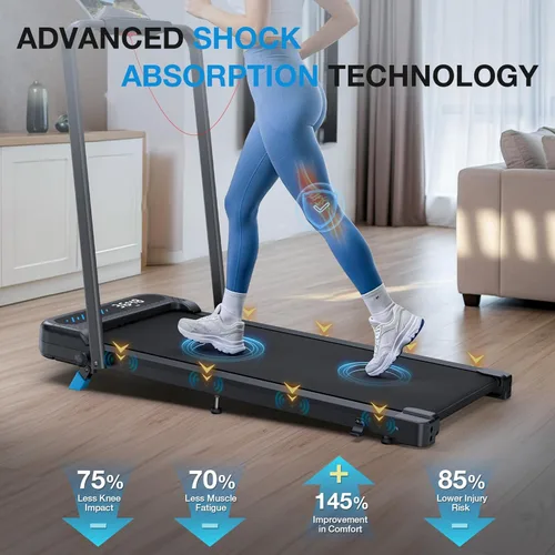 Miniatura 7 de WELLFIT - Cinta de correr plegable con inclinación del 10%, capacidad de más de 340 libras. Cintas de correr portátiles con manillar, para debajo