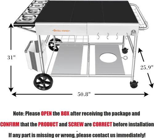 Miniatura 6 de Mesa de Horno de Pizza con Estación de Adiciones, Carro de Horno de Pizza al Aire Libre, Mesa de Parrilla para Exterior, Carro de Parrilla, Carro