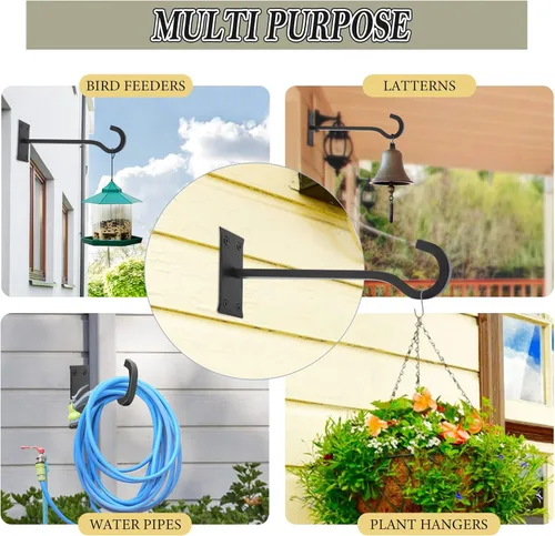 Miniatura 43 de QIEGL Soporte colgante para plantas de 6 pulgadas, gancho de metal para plantas, gancho de pastor decorativo para colgar linternas, comedero