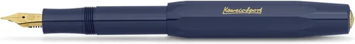 Kaweco CLASSIC SPORT Pluma estilográfica azul marino con punta de acero chapado en oro de 23 quilates y punta de iridio para cartuchos de tinta I