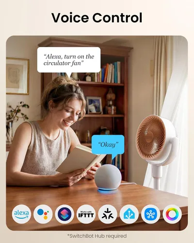Miniatura 6 de SwitchBot Ventilador de pedestal inteligente, ventilador oscilante recargable para dormitorio, con cable e inalámbrico, ventilador de piso
