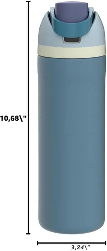 Miniatura 7 de Owala - Botella de agua FreeSip de acero inoxidable con aislamiento, sin bisfenol A, incluye sorbete, para deportes y viajes, 24 oz, Denim Mezclilla