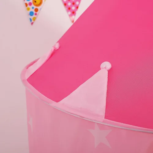Miniatura 4 de Tienda de campaña para niños, túnel de gateo, pozo de pelotas y luces, casa de juegos para niños, rosa