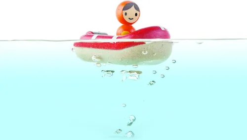 Miniatura 2 de PlanToys® Barco de guardia costero de madera con conductor Juguete impermeable para baño y agua Juguete Montessori para juego imaginativo