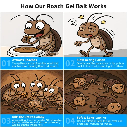 Miniatura 4 de Paquete de 12 estaciones de cebo de gel para cucarachas en interiores, potente mata cucarachas en interiores para infestación de cucarachas, cebo