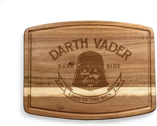 Miniatura 10 de PICNIC TIME Star Wars Boba Fett Ovale Tabla de cortar de acacia Tabla de servir Charcutería Tabla de queso con ranura de jugo, regalo de decoración