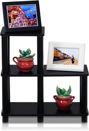Miniatura 7 de Furinno Turn-N-Tube Accent - Estante decorativo, color espresso/negro y solo mesa auxiliar de 3 niveles, 1 paquete, americano/negro