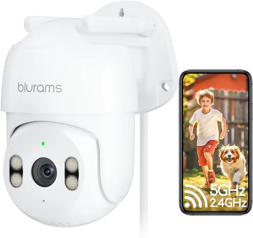 Cámaras de seguridad blurams 2K para exteriores con cable, cámaras Wi-Fi de 5GHz/2.4GHz para seguridad del hogar en el exterior con PTZ de 360°,