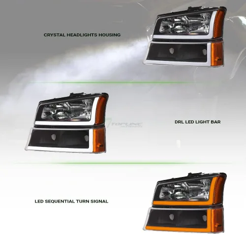 Miniatura 7 de Switchback - Barra de tubo LED secuencial, carcasa negra, faros delanteros de cristal con lámparas de parachoques de señal, reflector ámbar, 4