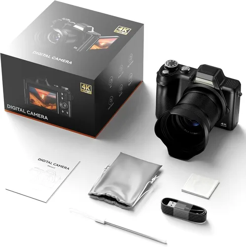 Miniatura 9 de Cámara digital, FHD 4K Cámara digital de apuntar y disparar con zoom de 16X antivibración, cámara pequeña compacta de 48 MP con tarjeta de 32 GB