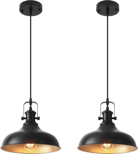 Miniatura 10 de Luces colgantes negras para isla de cocina, 11.41 pulgadas, lámpara colgante industrial vintage, luces de isla para cocina, comedor, dormitorio, 1