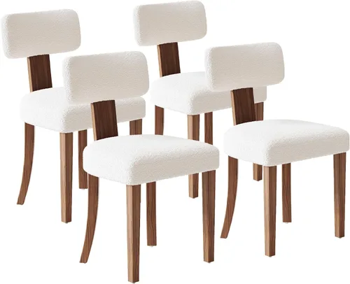 Miniatura 13 de LUXOAK Juego de 2 sillas de comedor modernas de mediados de siglo, sillas de cocina tapizadas de lino con respaldo curvado y patas ajustables