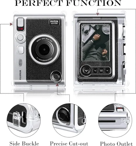 Miniatura 5 de Rieibi Funda protectora transparente para cámara instantánea Fujifilm Instax Mini Evo, funda rígida con correa para el hombro