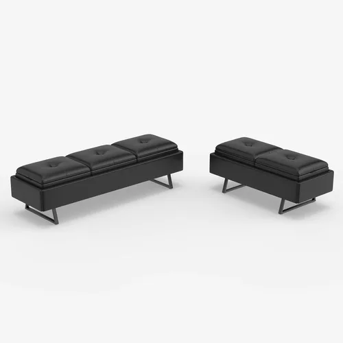 Miniatura 17 de kinbor Sillas de sala de espera, silla de invitados de oficina de piel sintética, banco de recepción tapizado de 5 asientos, muebles de vestíbulo